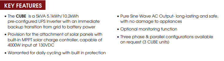 REVOV CUBE SYS-2LiFe-CUBE-10.2kWh 200Ah. - Inverter and Battery Set.