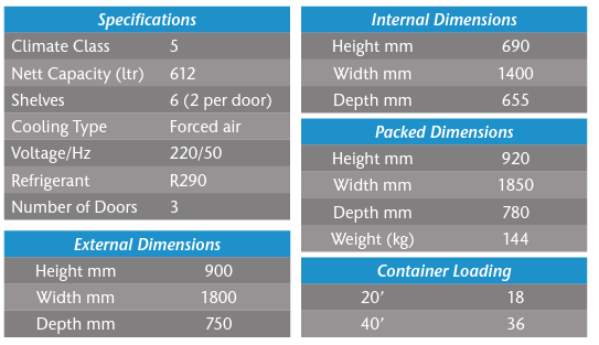 Staycold hdu1800-hc glass door under bar fridge