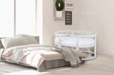 Selina 5 in 1 Cot White with 3pcs mattress and fitted sheets
