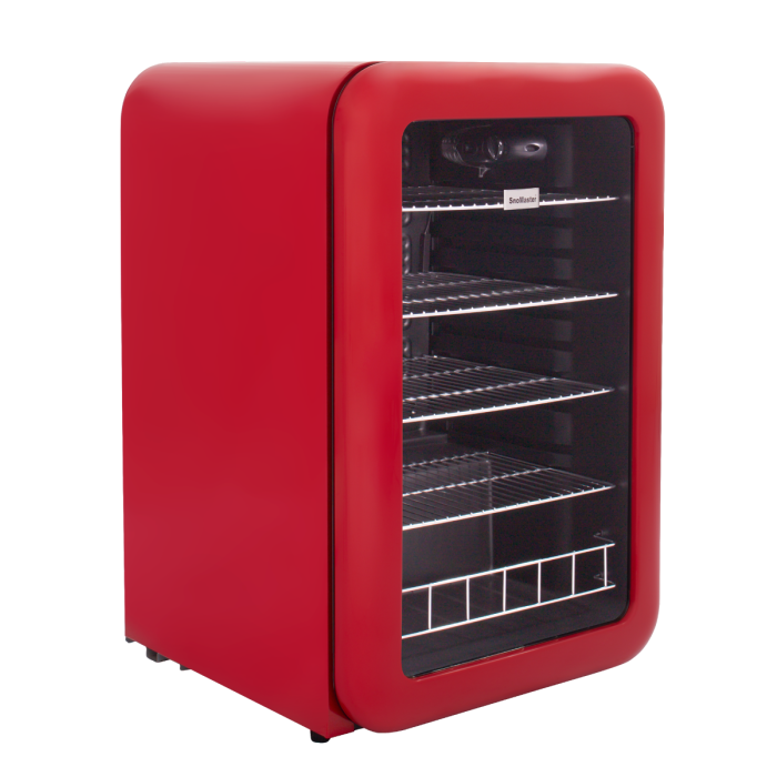 Snomaster SM-200R - 115lt Retro Red Under-Counter Beverage Cooler Glass Door