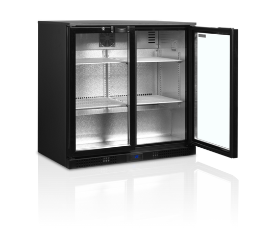 TEFCOLD DB200H 182lt Glass Door Under-Counter Bar Fridge (Matt Black)