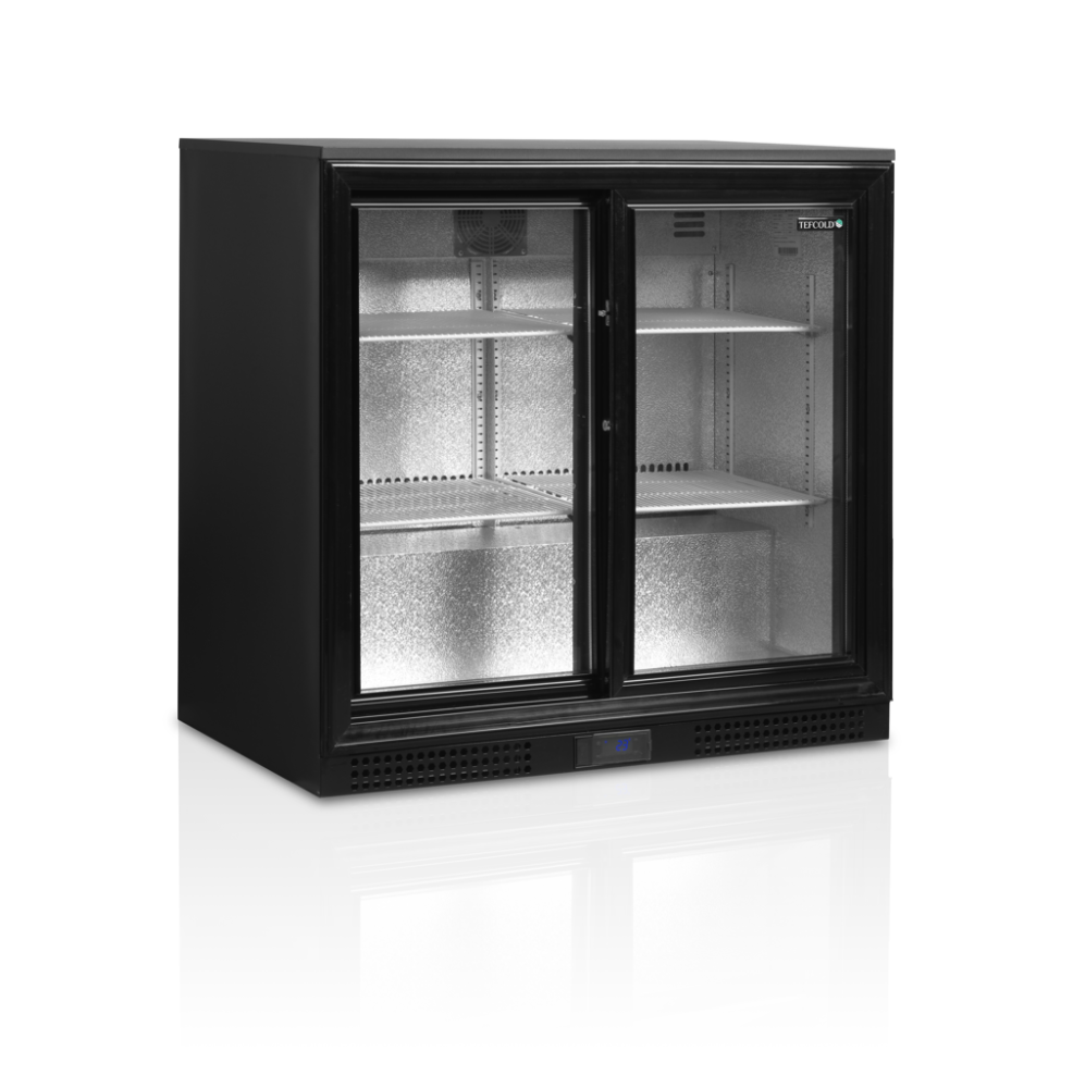 TEFCOLD DB200S 182lt 2 Door Sliding Glass Door Under-Counter Bar Fridge (Matt Black)