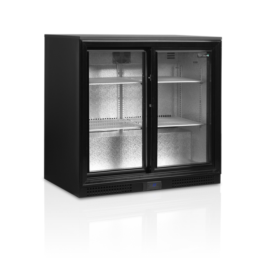 TEFCOLD DB200S 182lt 2 Door Sliding Glass Door Under-Counter Bar Fridge (Matt Black)