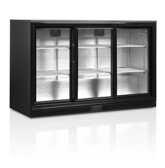 TEFCOLD DB300S 278lt 3 Sliding Glass Door Under-Counter Bar Fridge (Matt Black)