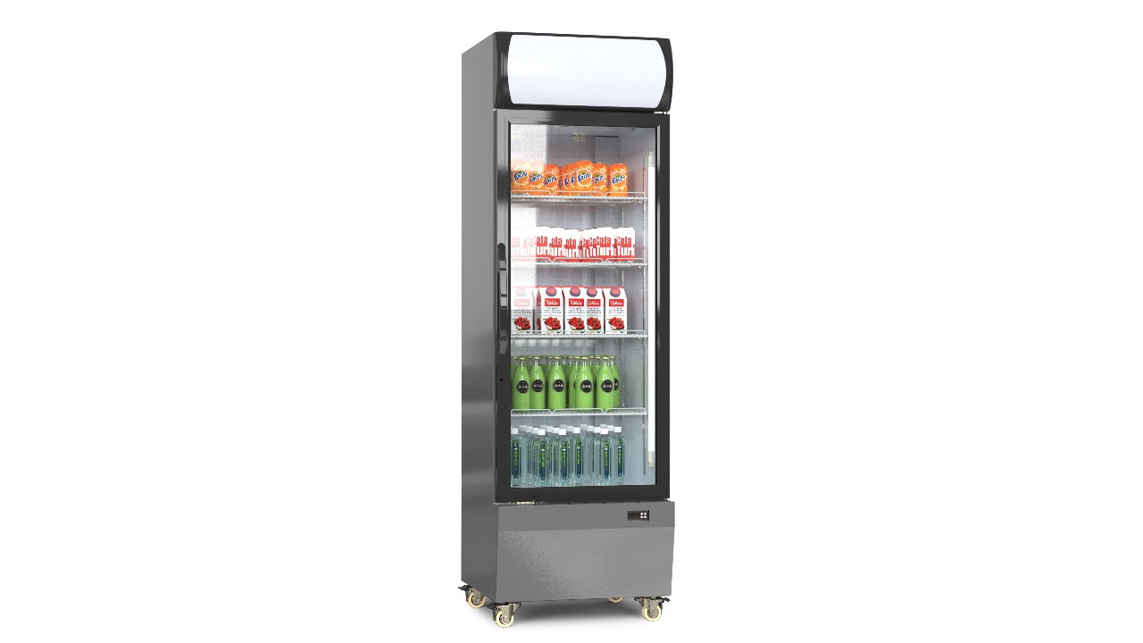 Grandé-Lux Bottle Cooler - Single  Hinged Door (610L) Grey with Black Trim