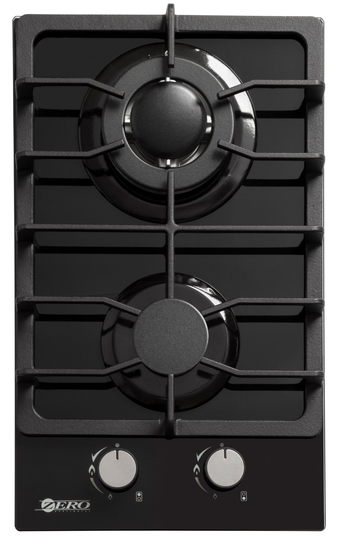 ZERO 2 BURNER GLASS TOP GAS HOB (BATTERY IGNITION)