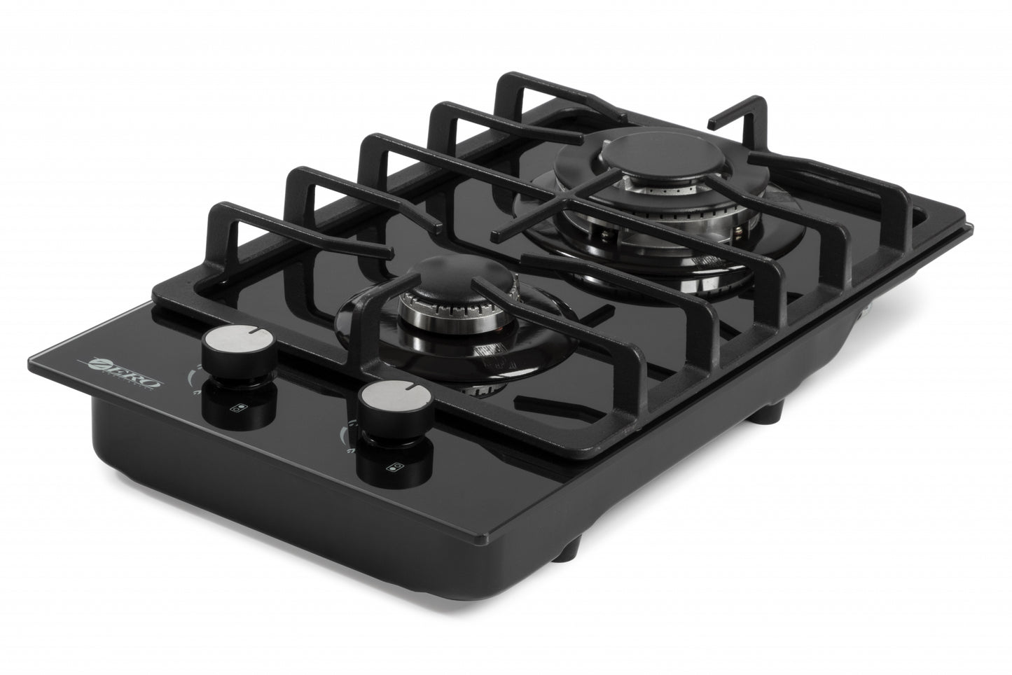 ZERO 2 BURNER GLASS TOP GAS HOB (BATTERY IGNITION)