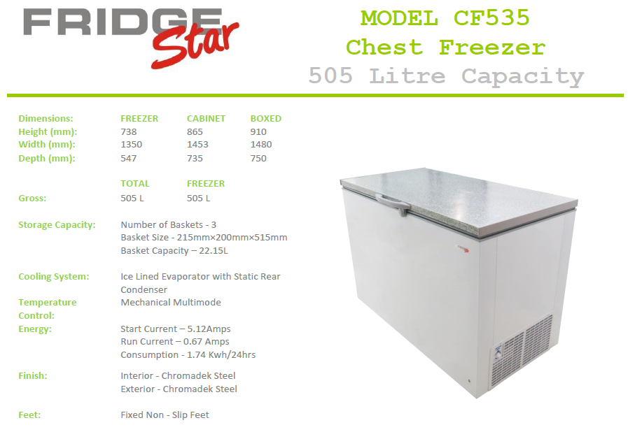 CF535F Fridge Star chest freezer