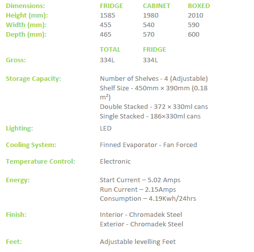 EH365 Fridge Star 334lt single door beverage cooler