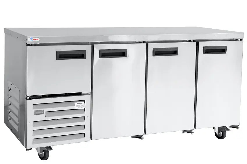 JUST REFRIGERATION QUB3GH  - Gastronorm - Stainless steel door Underbar Self Contained Cabinet 1.8m - 3.5 Door